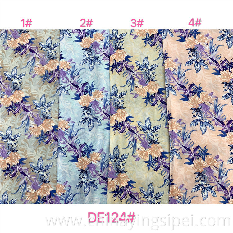 100% rayon viscose printing stock lot fabric floral viscose printed rayon fabric for garment dress material